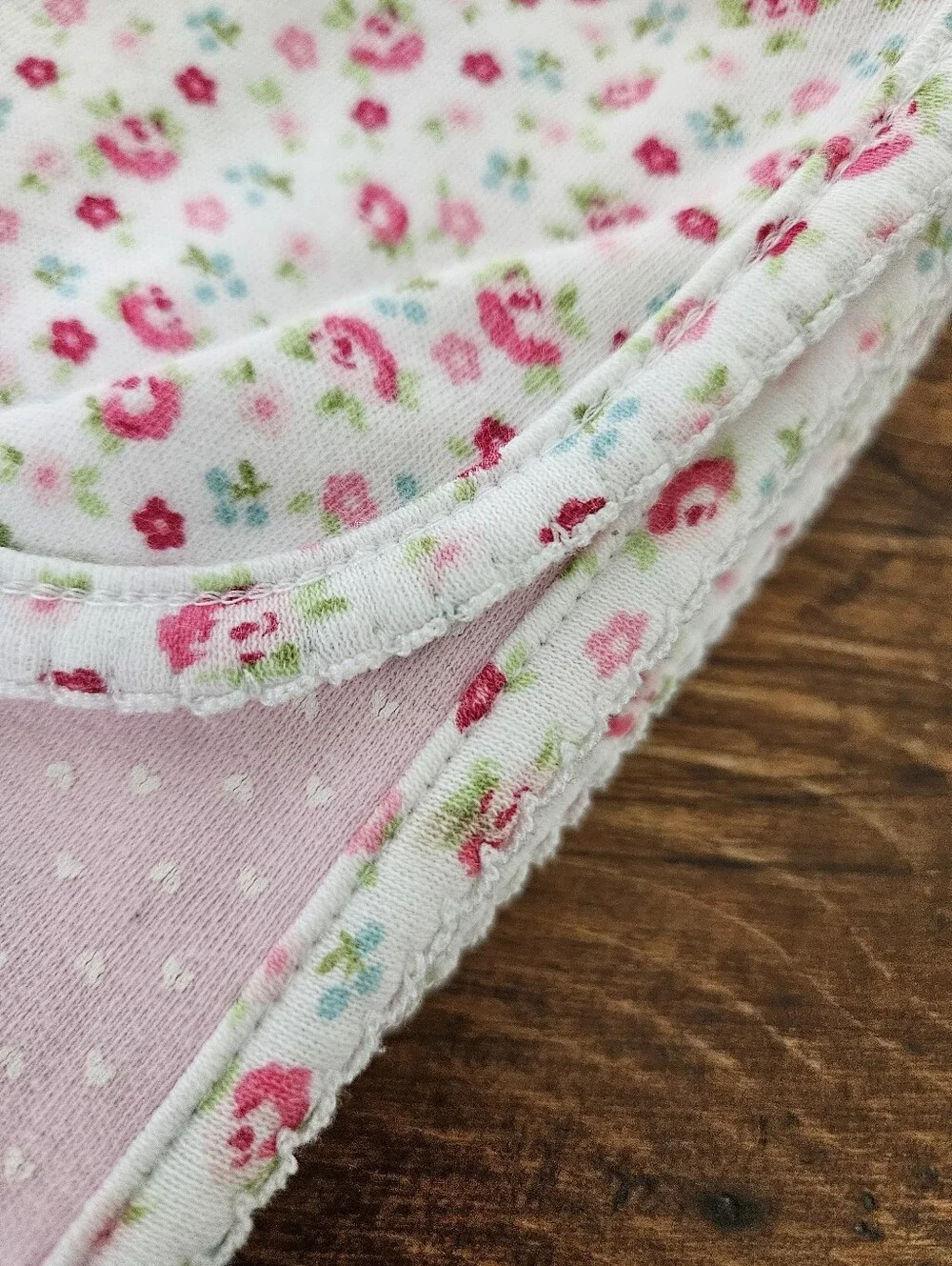 Vintage Carters Cotton Baby Blanket Love Applique Pink With Floral Back